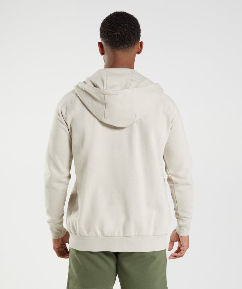 Men's Gymshark Crest Zip Up Hoodie Light Grey | NZ 2RMUBV